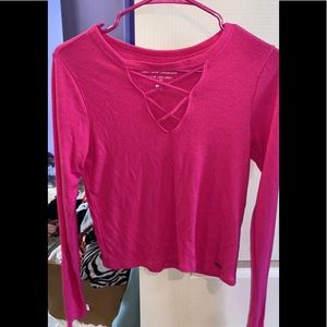 Hollister pink criss cross top
